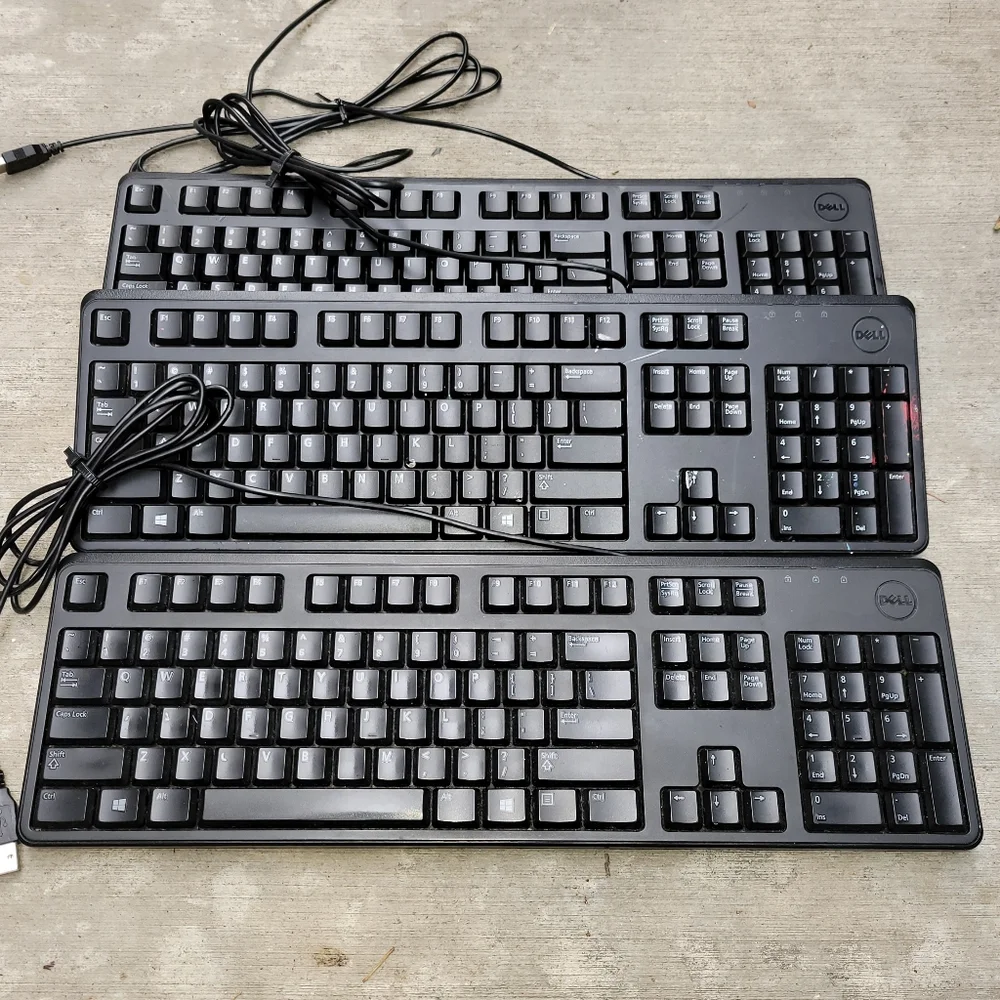 3x Dell Wired USB Keyboards KB212-B / KB4021